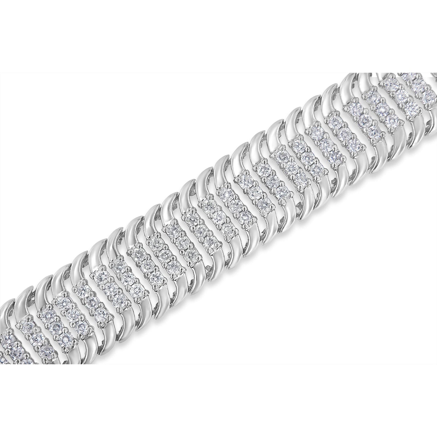 Bracelet de tennis en or blanc 14K avec 5,0 carats de diamants en forme de S