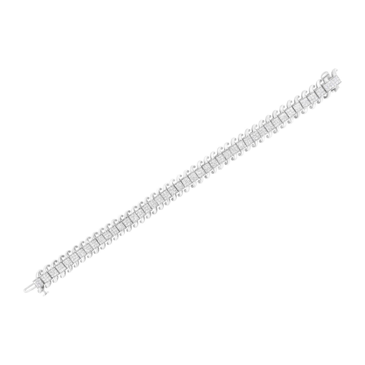 Bracelet de tennis en diamant taille princesse en or blanc 14K