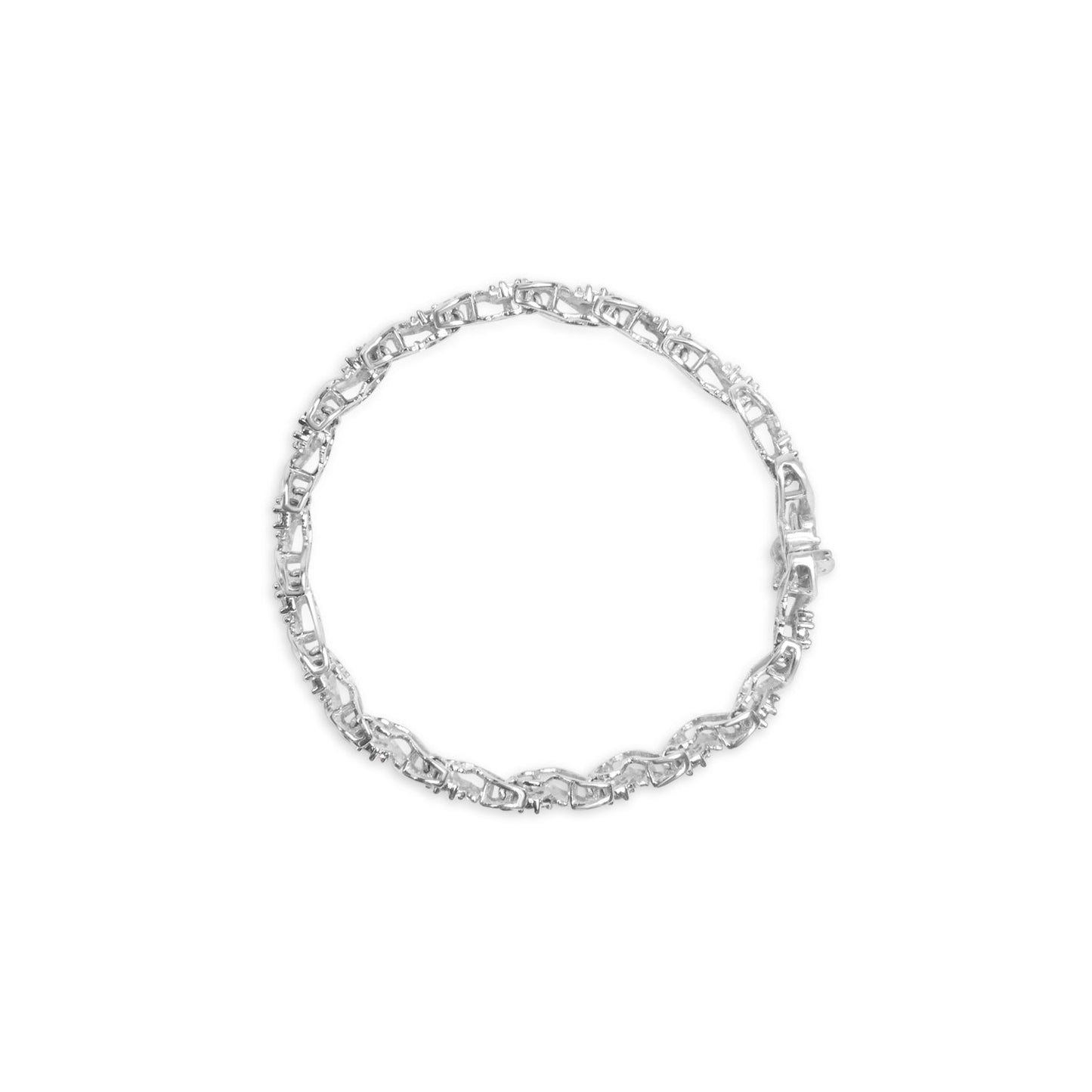 Pulsera de Enlace Espiral y Clúster de Diamantes en Oro Blanco de 14K - 2.00 Cttw