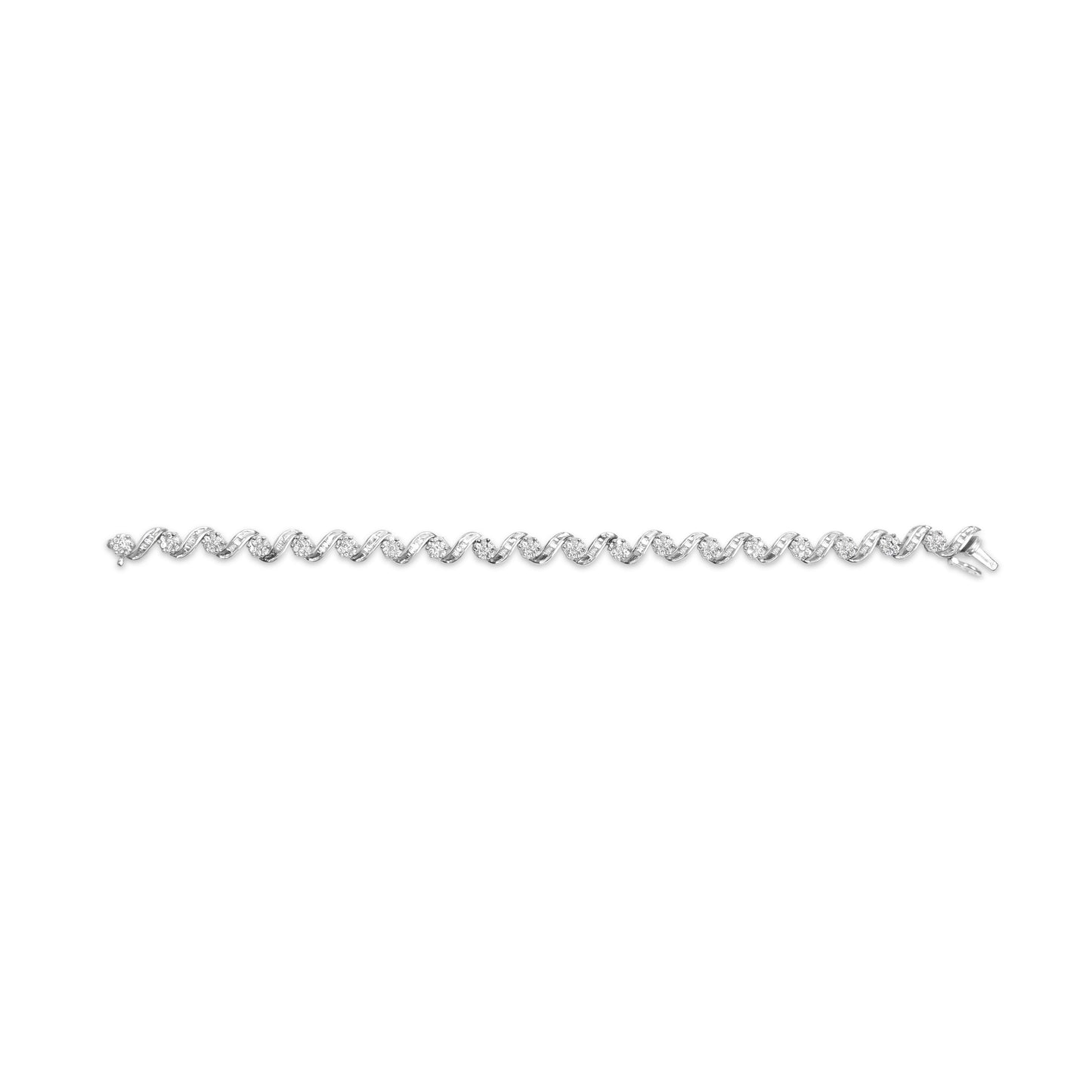 Pulsera de Enlace Espiral y Clúster de Diamantes en Oro Blanco de 14K - 2.00 Cttw