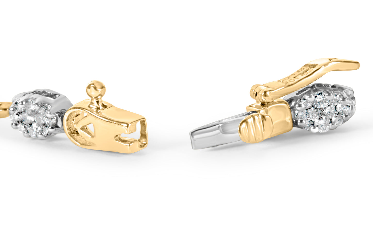Bracelet en or blanc et jaune 10K avec diamants en forme d'ovale - 1,00 cttw