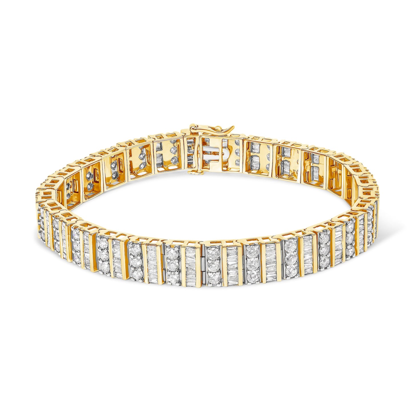 14K Yellow Gold Diamond Link Bracelet - 5.50 Cttw