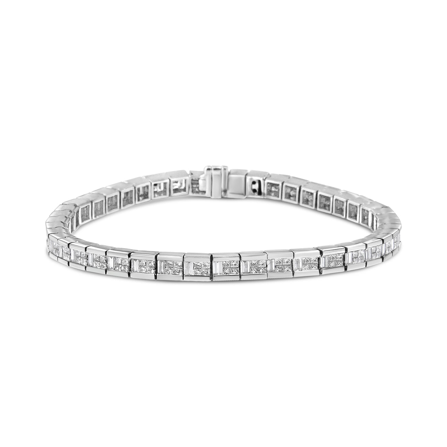 14K White Gold Diamond Tennis Bracelet - 4 3/8 Cttw, Size 7"