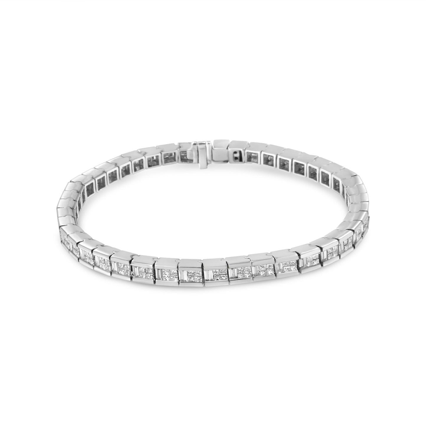 14K White Gold Diamond Tennis Bracelet - 4 3/8 Cttw, Size 7"