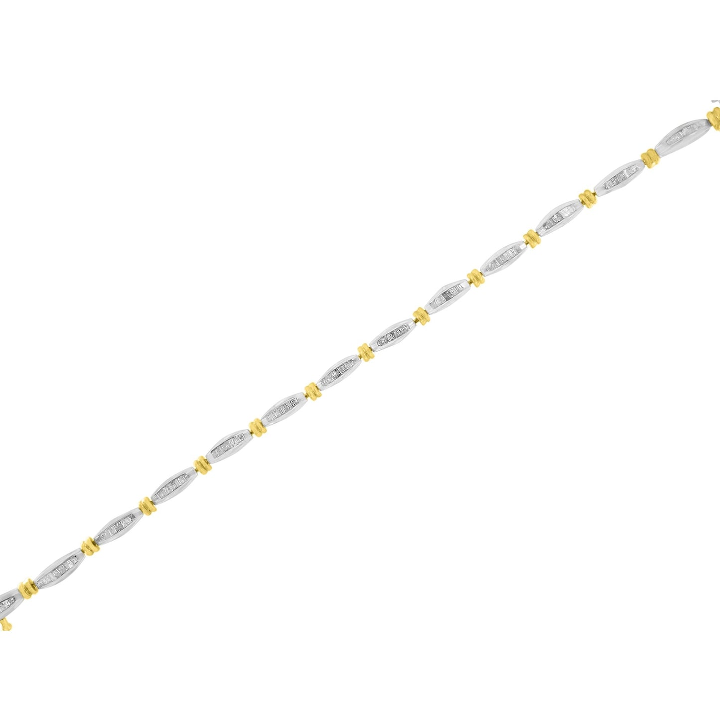 Bracelet en Diamant Baguette en Or Bicolore 10K