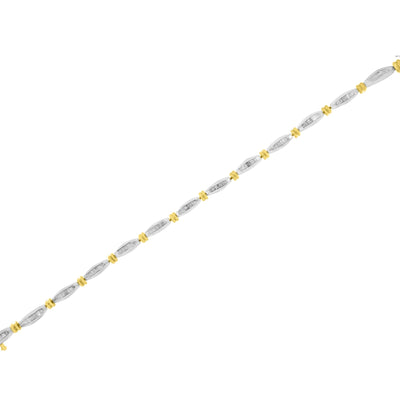 10K Two-Tone Gold Baguette Diamond Channel Link Bracelet