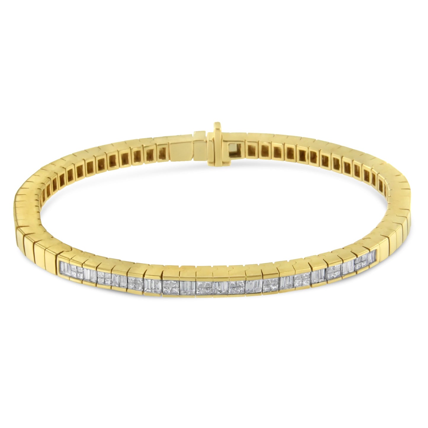 14K Yellow Gold Diamond Eternity Tennis Bracelet - 1.15 Cttw
