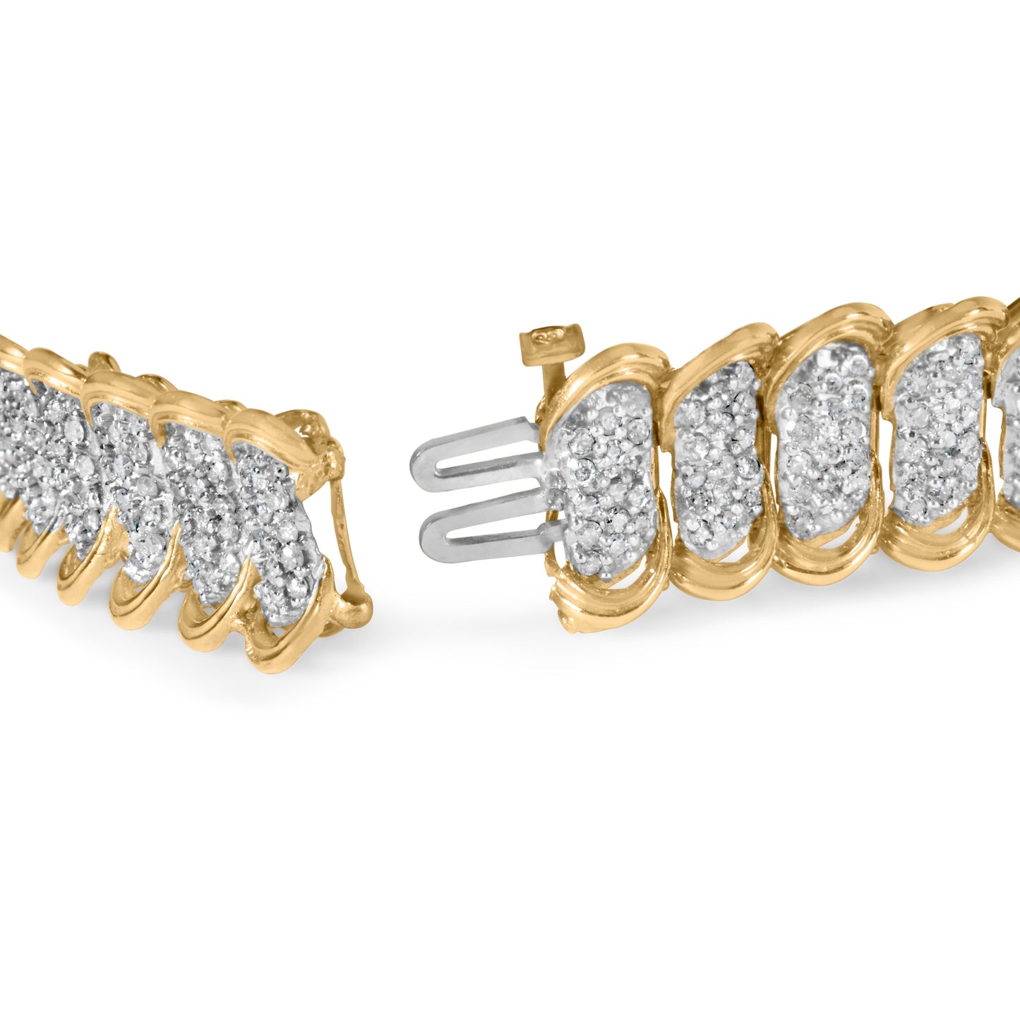 Bracelet en lien classique en or jaune 10K avec diamants pavés