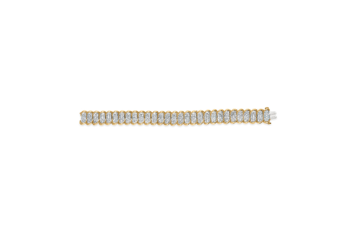 Bracelet en lien classique en or jaune 10K avec diamants pavés