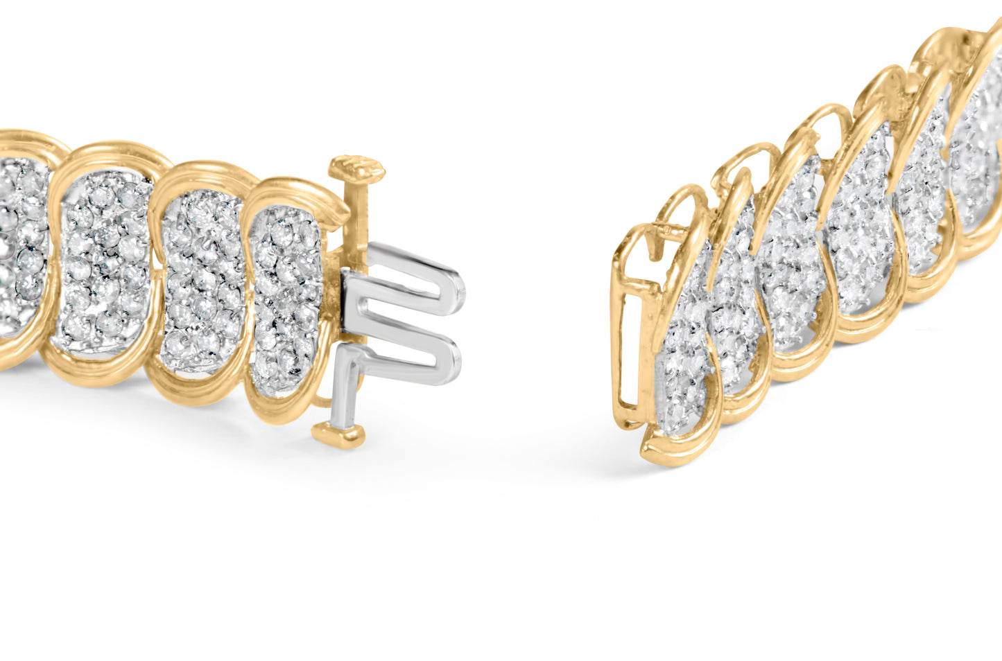 10k Yellow Gold 5.00 Cttw Diamond Oval Banded Link Bracelet - 7"