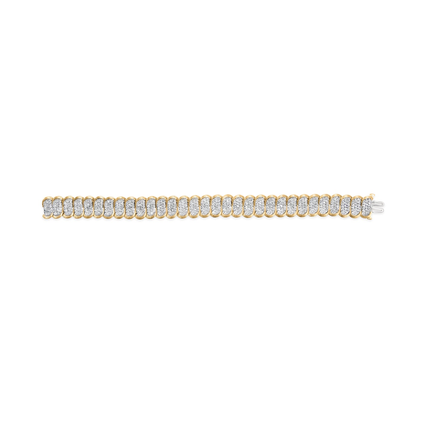 10k Yellow Gold 5.00 Cttw Diamond Oval Banded Link Bracelet - 7"