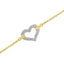 Pulsera de encanto de corazón de diamante de dos tonos de oro de 10K - 1/4 Cttw
