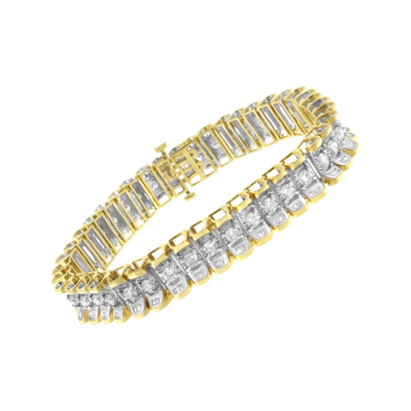 Bracelet de tennis réfléchissant en or 14K avec diamants de 5,0 Cttw