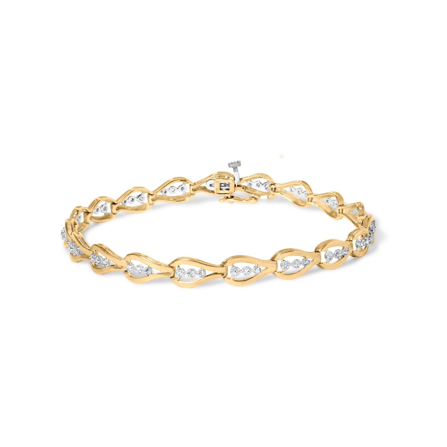 10k Yellow Gold 1/3 Cttw Diamond Teardrop Link Bracelet - 7.25"