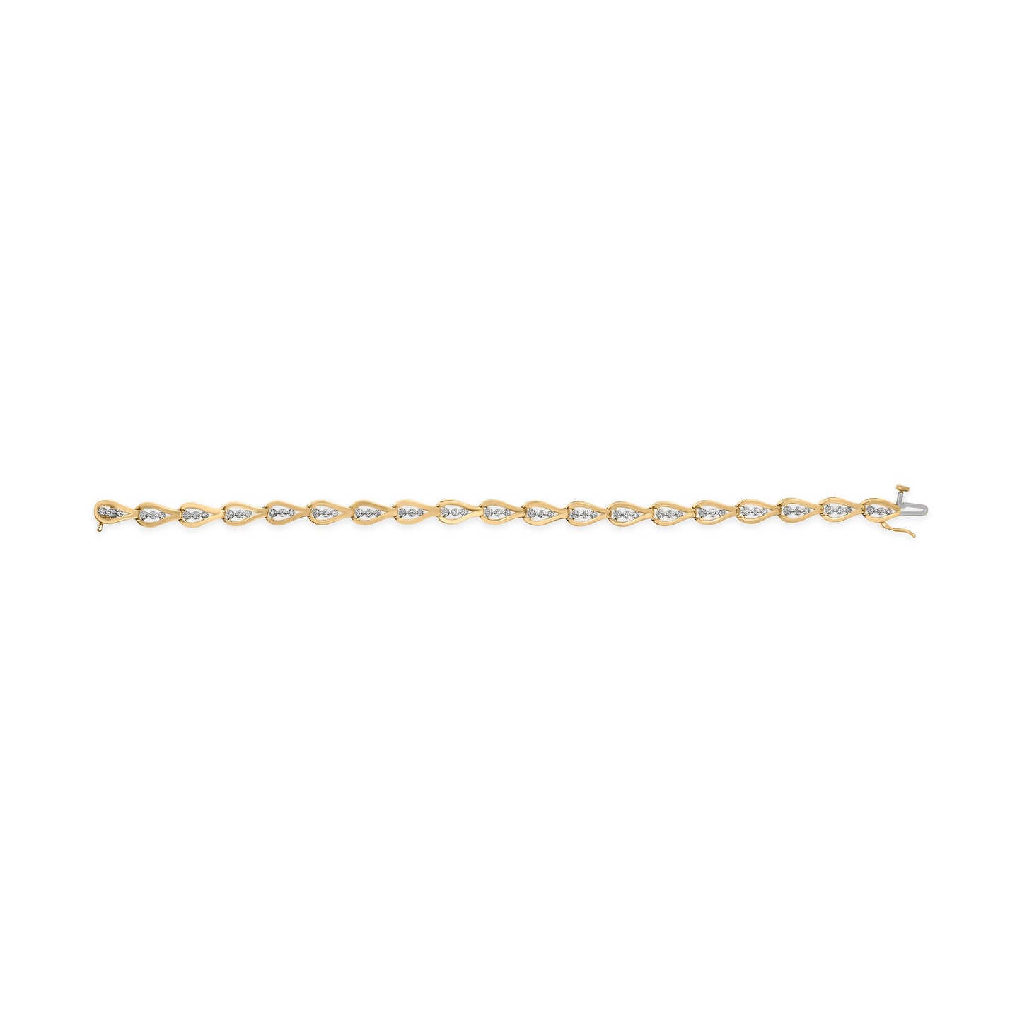 10k Yellow Gold 1/3 Cttw Diamond Teardrop Link Bracelet - 7.25"