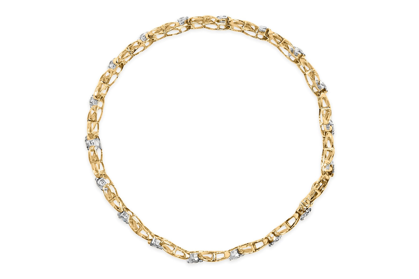 Bracelet en or blanc 10K avec diamants en cluster floral X-Link