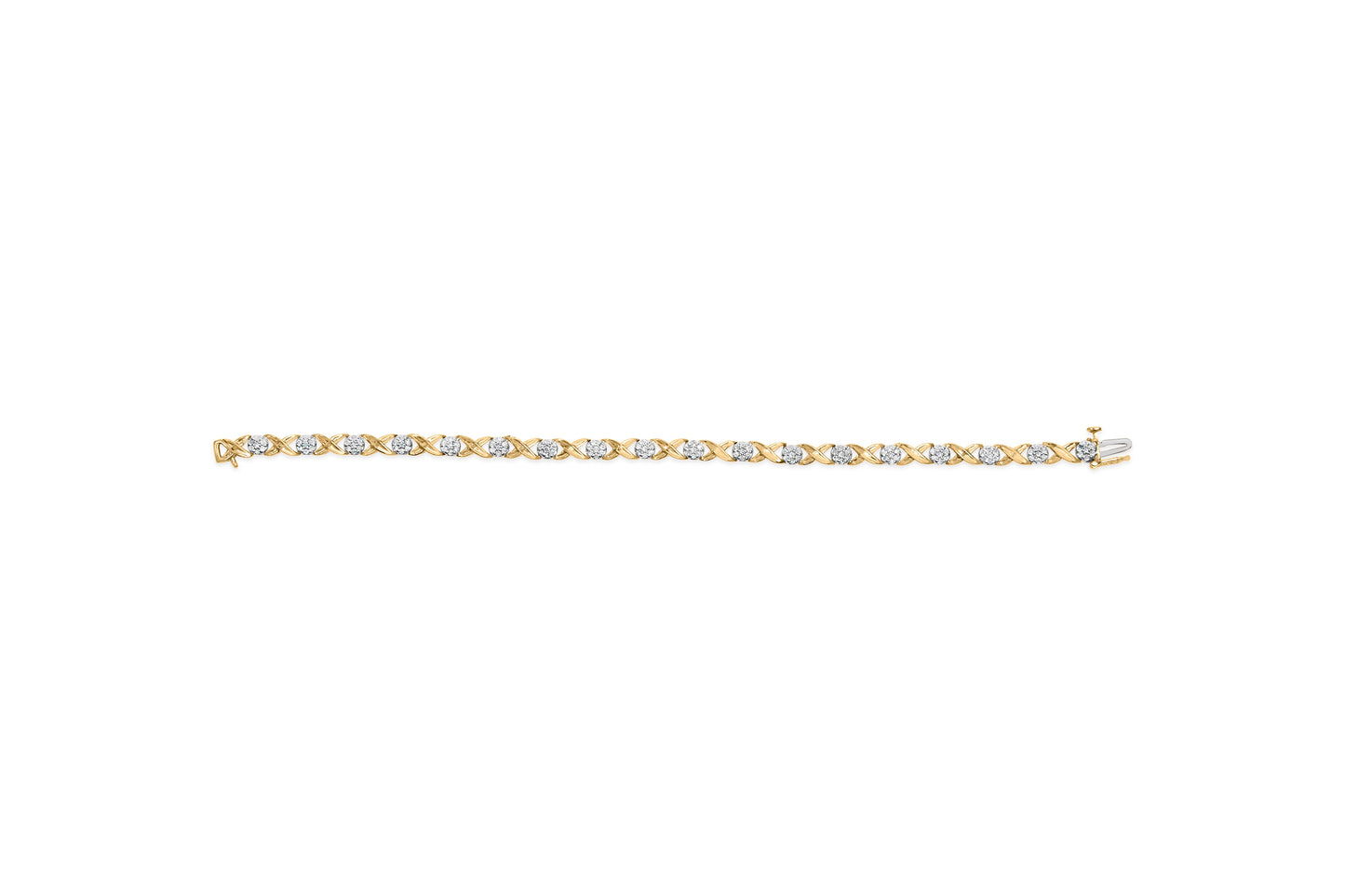 Bracelet en or blanc 10K avec diamants en cluster floral X-Link