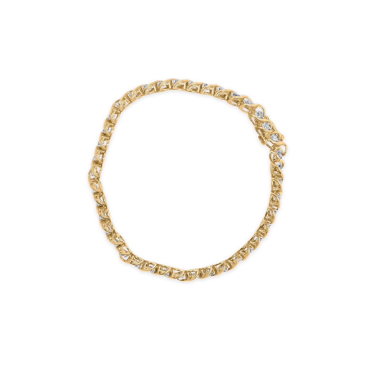 10K Yellow Gold Diamond Spiral Link Bracelet - 3 cttw
