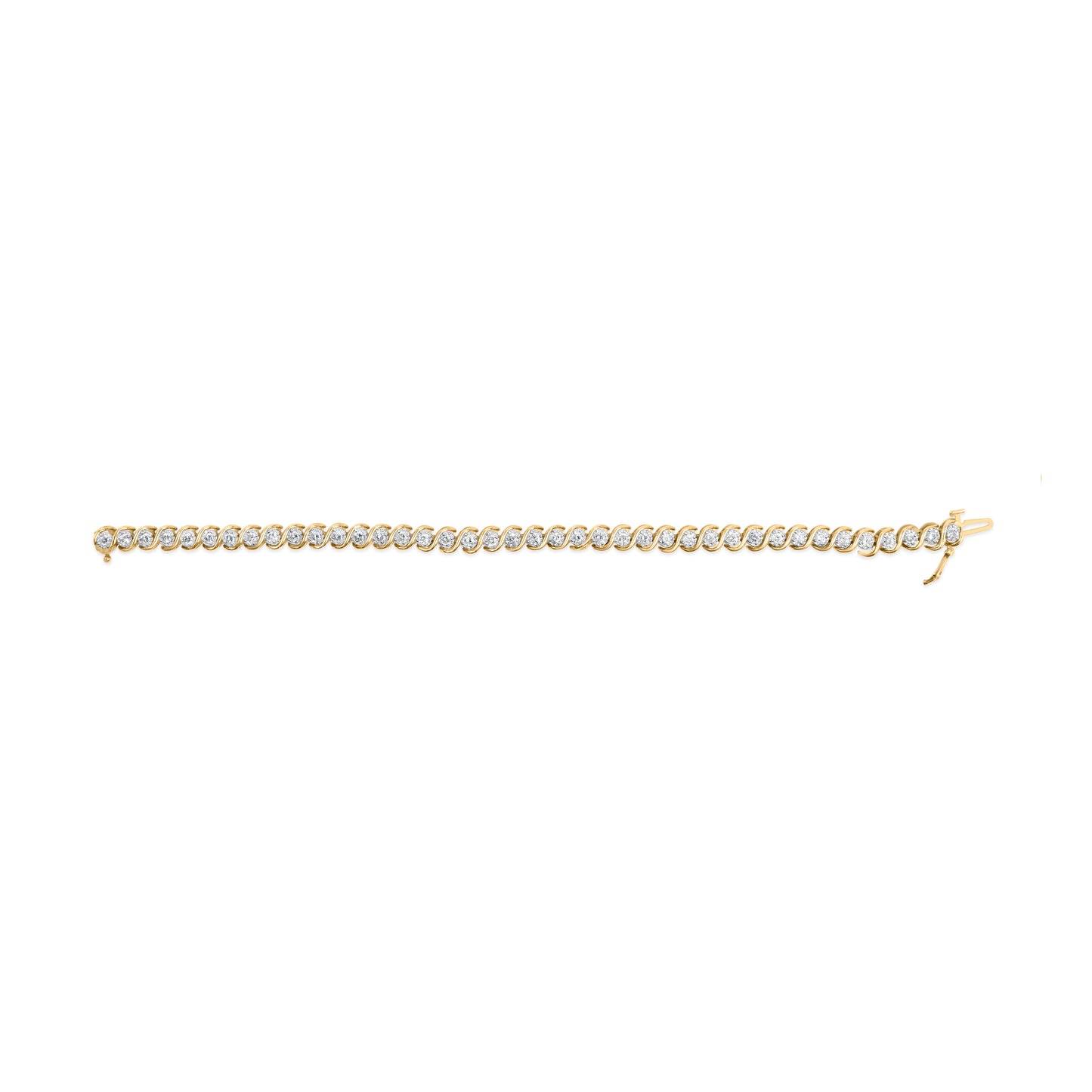 10K Yellow Gold Diamond Spiral Link Bracelet - 3 cttw