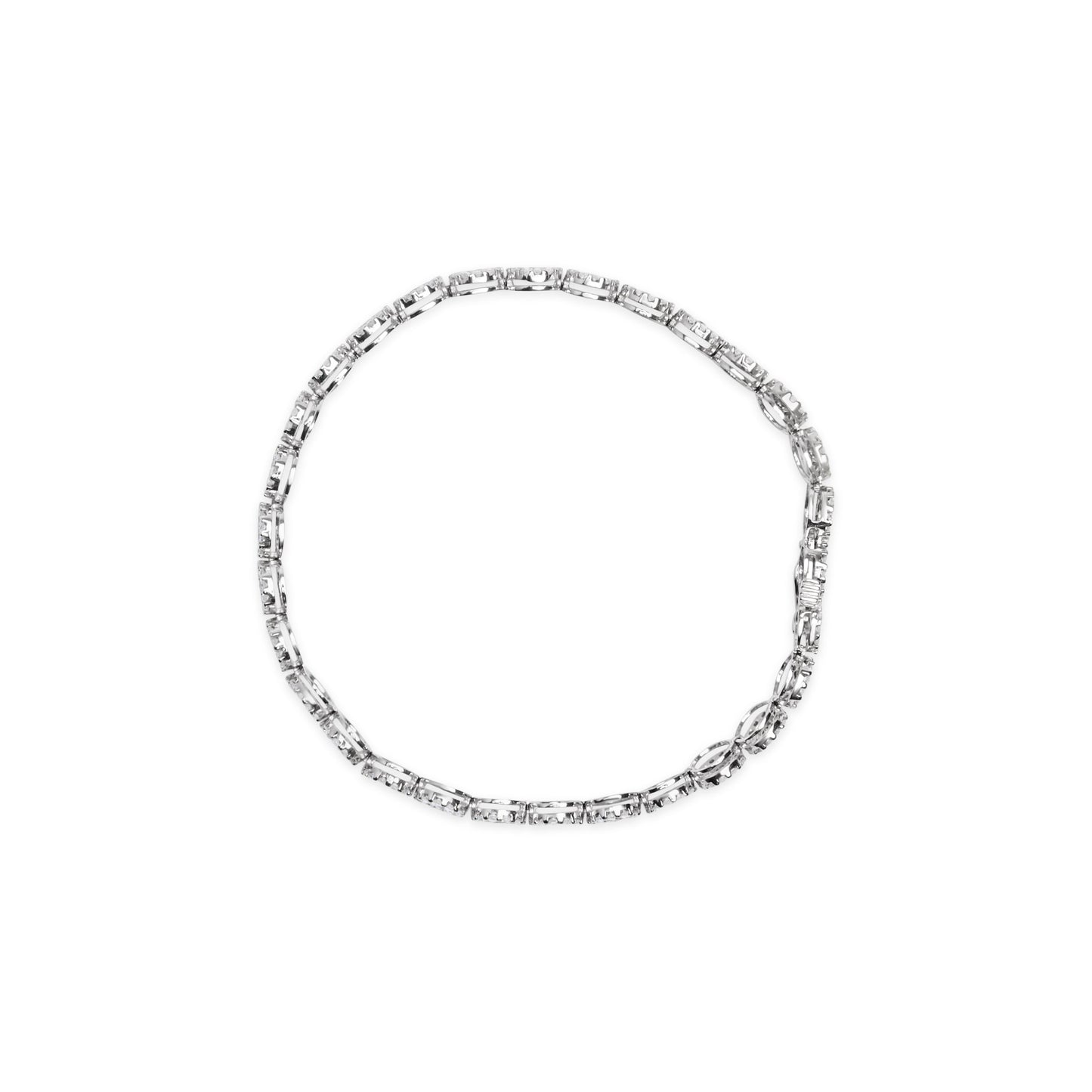 14K White Gold Diamond Halo Link Tennis Bracelet - 2.00 Cttw