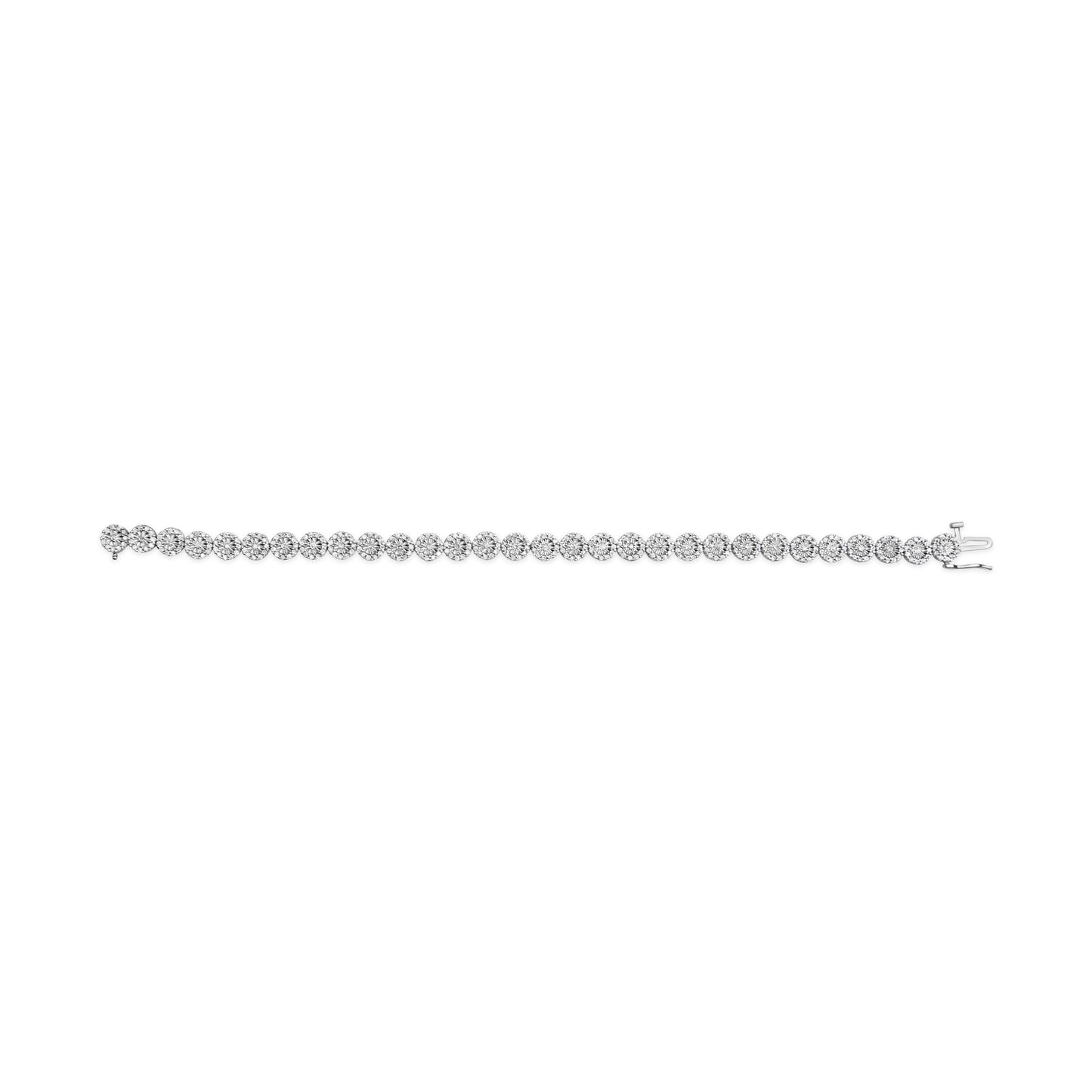 14K White Gold Diamond Halo Link Tennis Bracelet - 2.00 Cttw