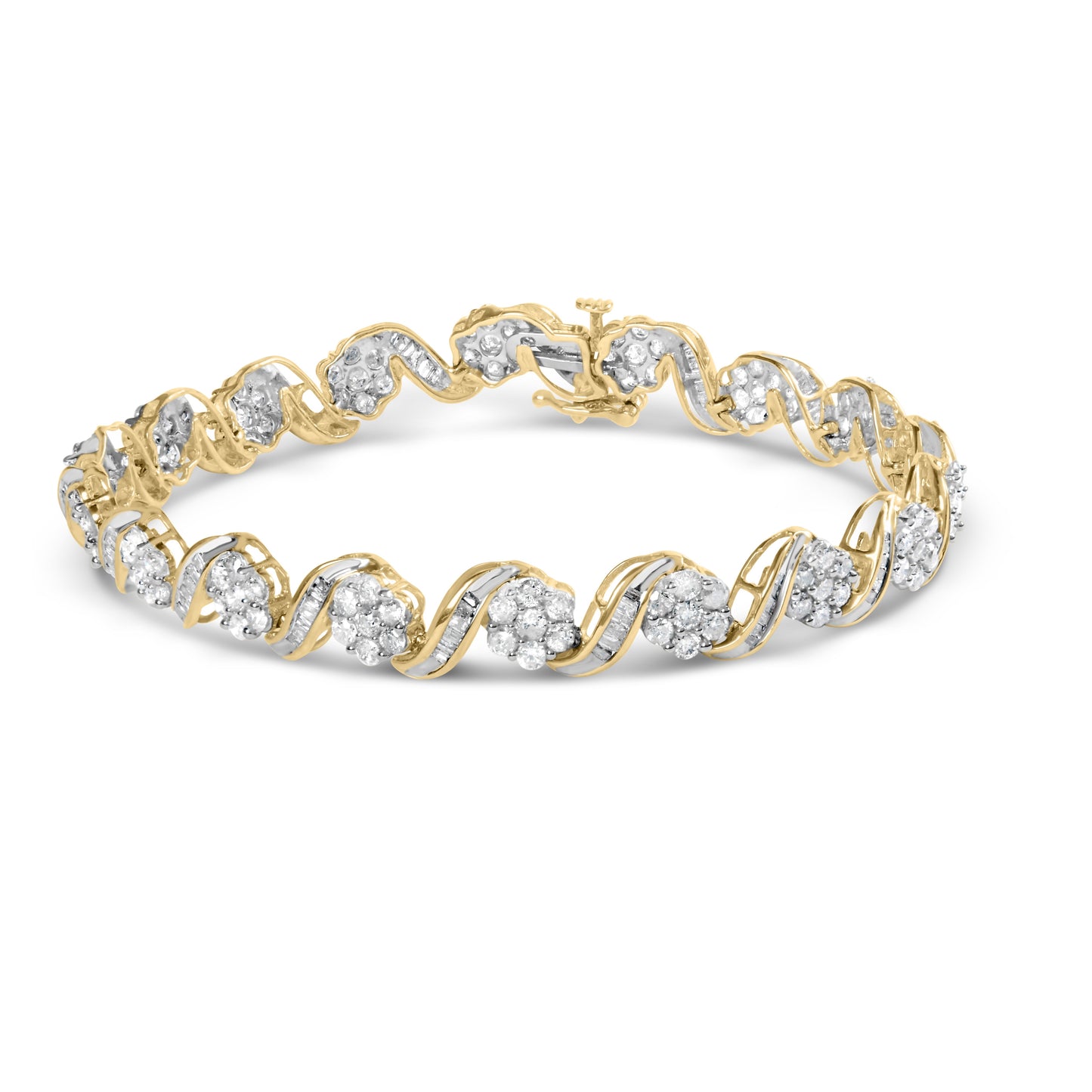 Bracelet en lien floral en or jaune 10k avec diamants - 5,00 cttw