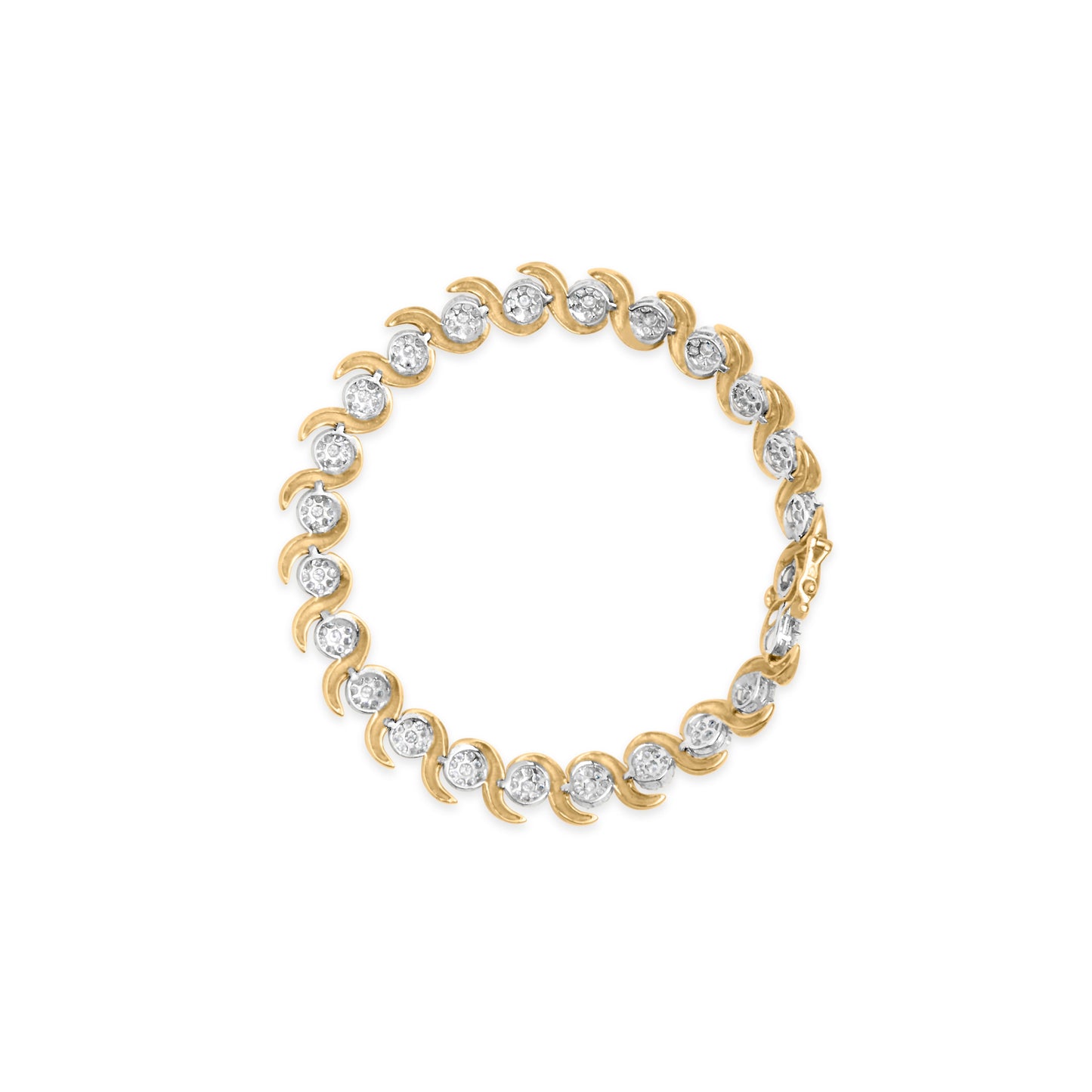 Bracelet en or jaune 10K avec diamants en forme de fleur - 4,00 Cttw