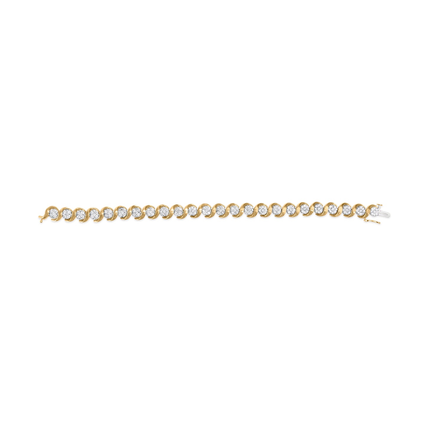 Bracelet en or jaune 10K avec diamants en forme de fleur - 4,00 Cttw