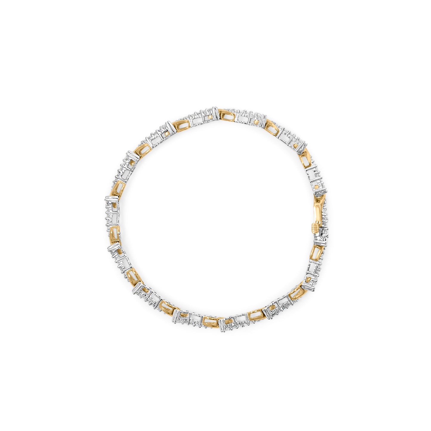 10K Yellow and White Gold Diamond 'S' Link Bracelet - 2.00 Cttw