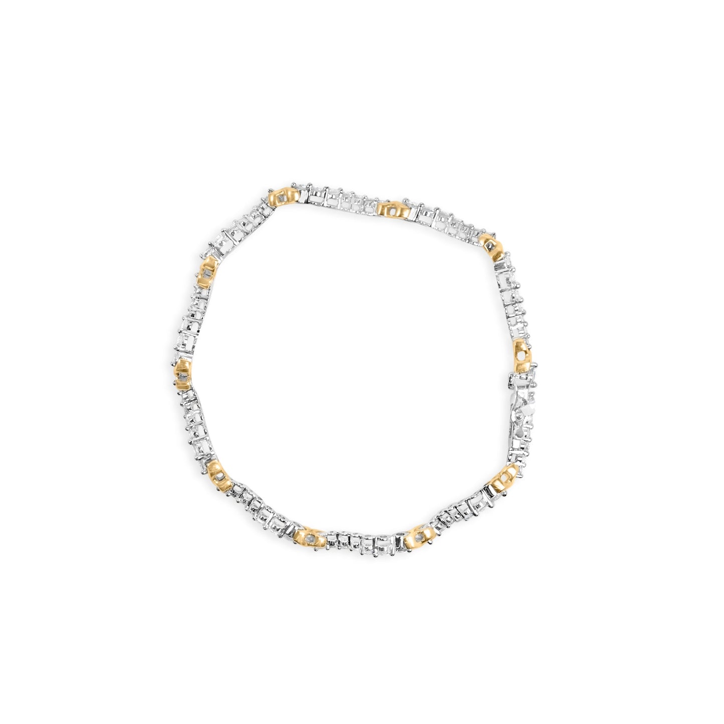 Pulsera de Enlace de Onda y "X" de Diamante de Dos Tonos de 10K - 2.00 Cttw