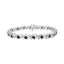 Bracelet de tennis en argent sterling .925 avec diamants ronds et saphirs cultivés en laboratoire