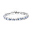 Bracelet de tennis en argent sterling .925 avec diamants ronds et saphirs cultivés en laboratoire