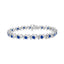 Bracelet de tennis en argent sterling .925 avec diamants ronds et saphirs cultivés en laboratoire