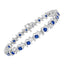 Bracelet de tennis en argent sterling .925 avec diamants ronds et saphirs cultivés en laboratoire