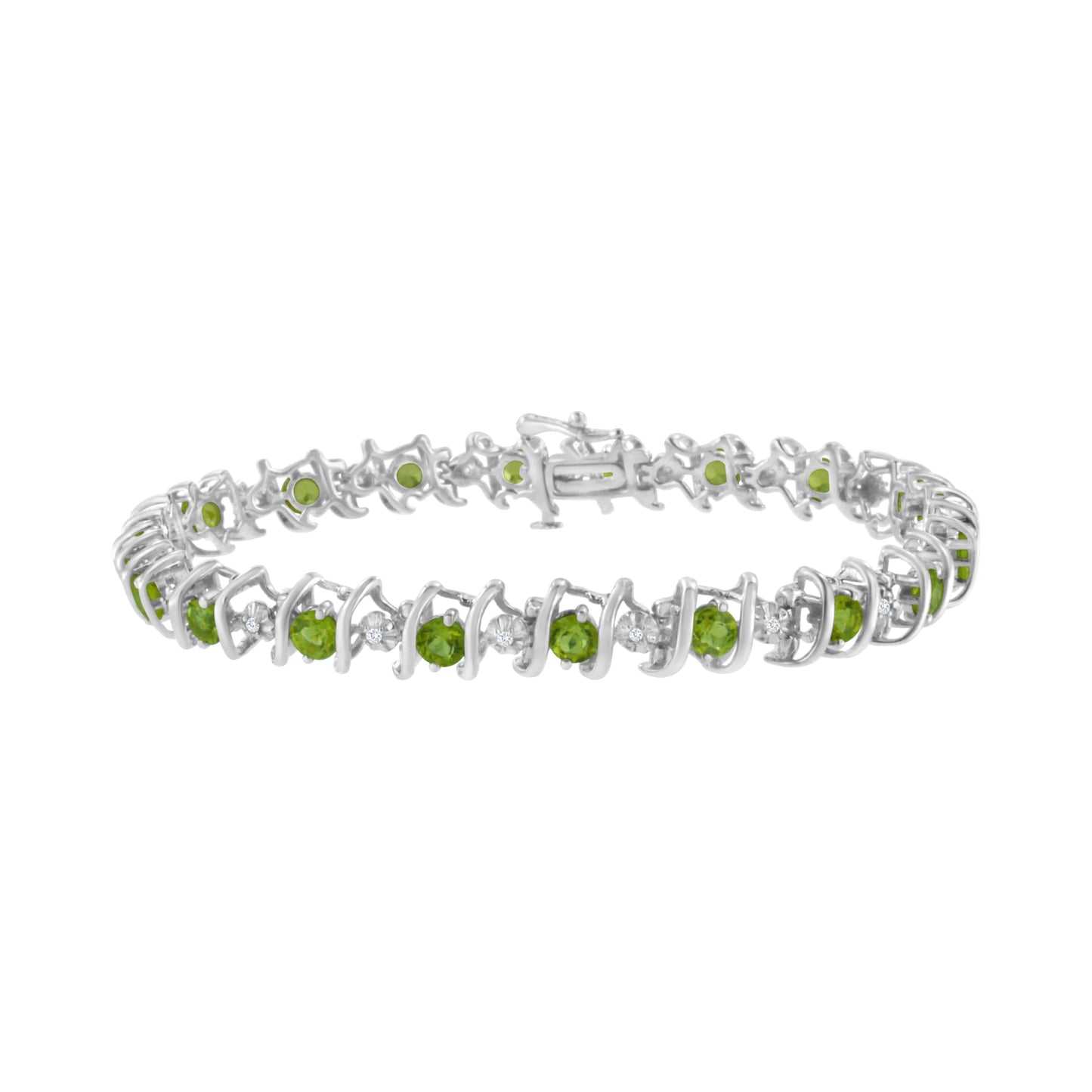 Bracelet de tennis en argent sterling .925 avec diamants ronds et saphirs cultivés en laboratoire