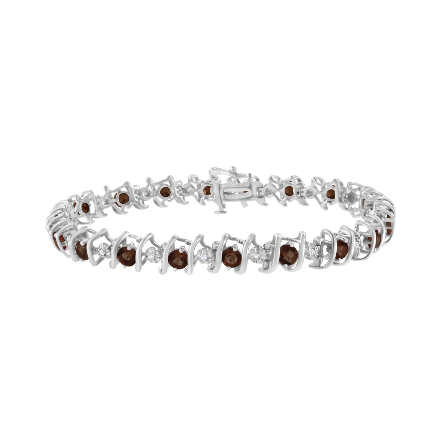 Bracelet de tennis en argent sterling .925 avec diamants ronds et saphirs cultivés en laboratoire