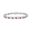 Bracelet de tennis en argent sterling .925 avec diamants ronds et saphirs cultivés en laboratoire