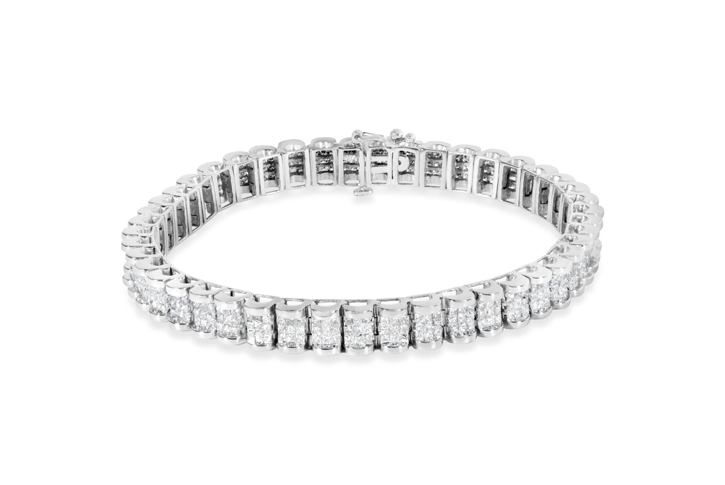 Pulsera de Tenis de Diamantes de Corte Princesa en Oro Blanco de 14K - 5.00 Cttw