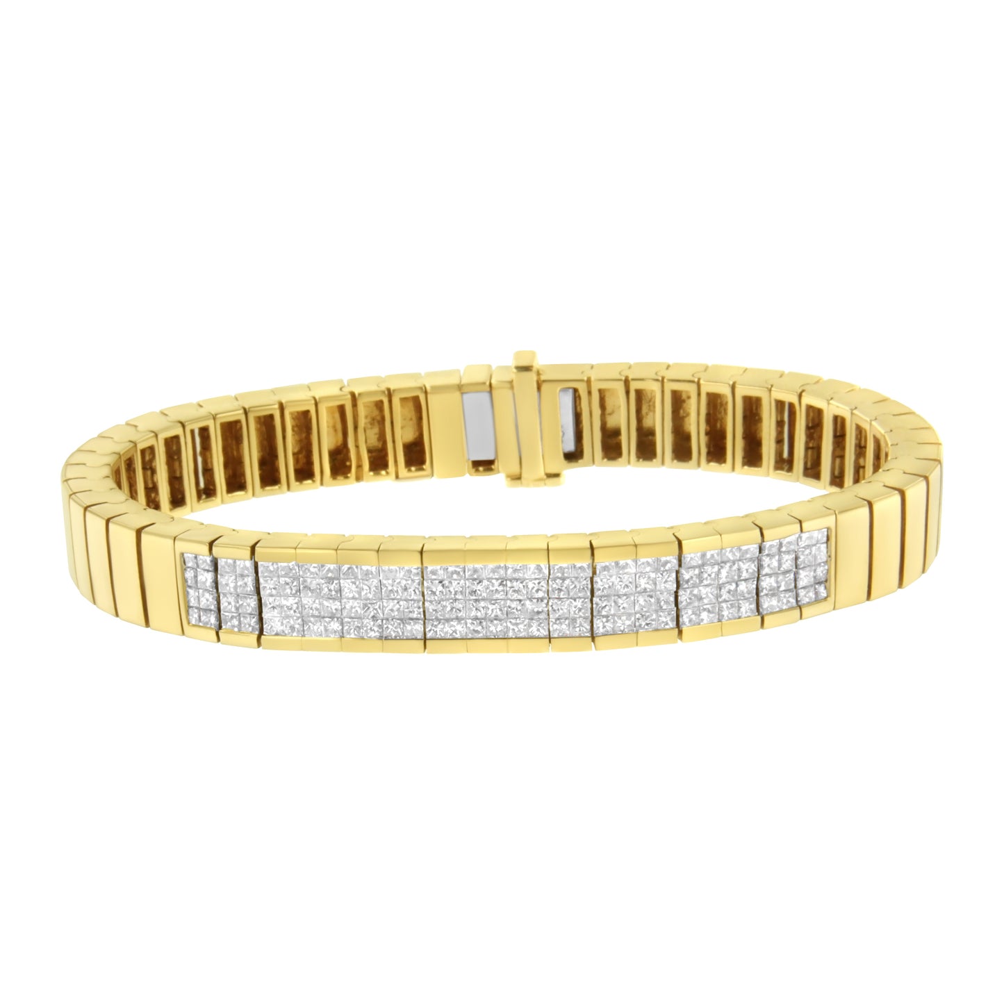 Pulsera de Tenis de Diamantes en Oro Amarillo de 14K con Corte Princesa - Tamaño 7"