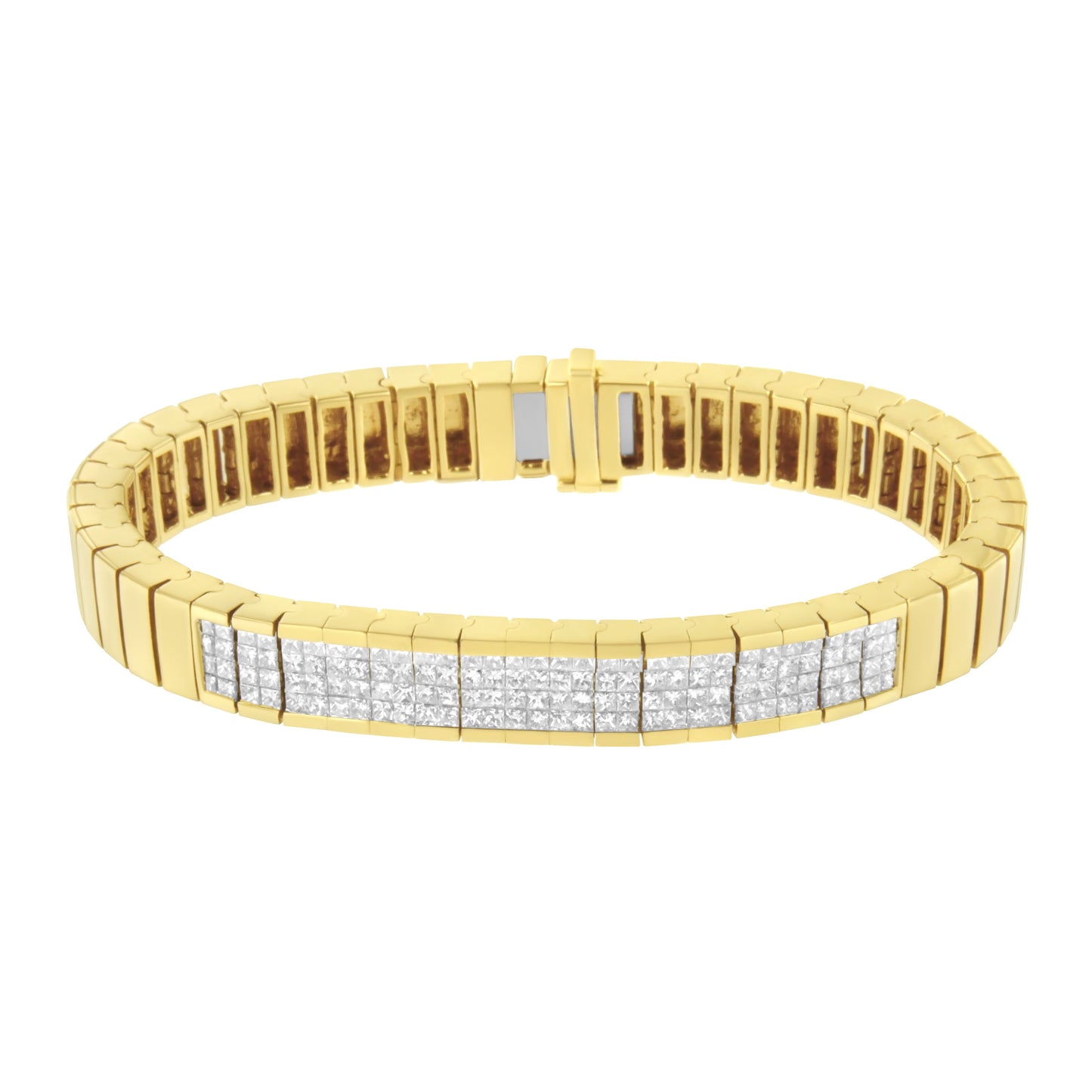 Pulsera de Tenis de Diamantes en Oro Amarillo de 14K con Corte Princesa - Tamaño 7"