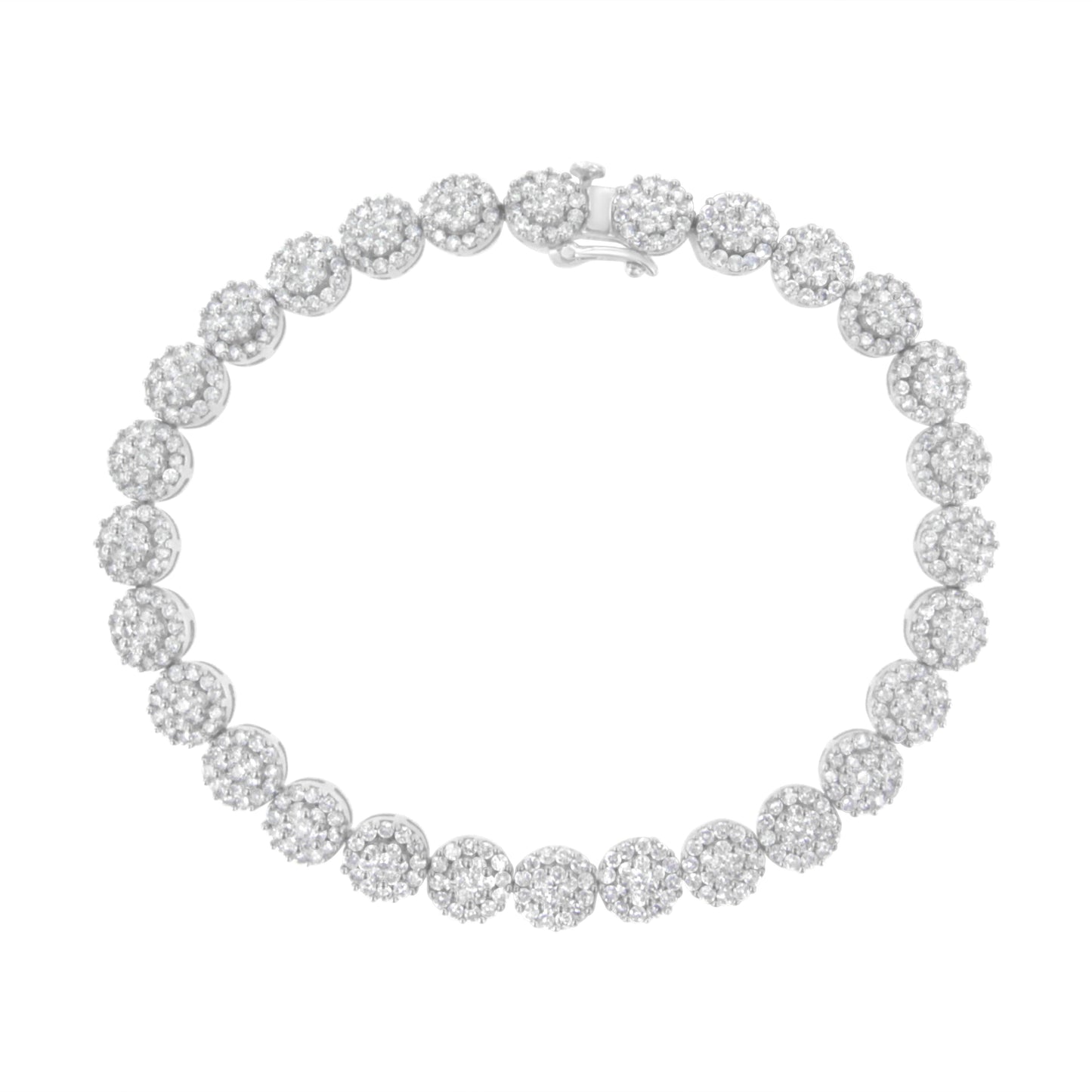 14K White Gold Diamond Cluster Links Tennis Bracelet