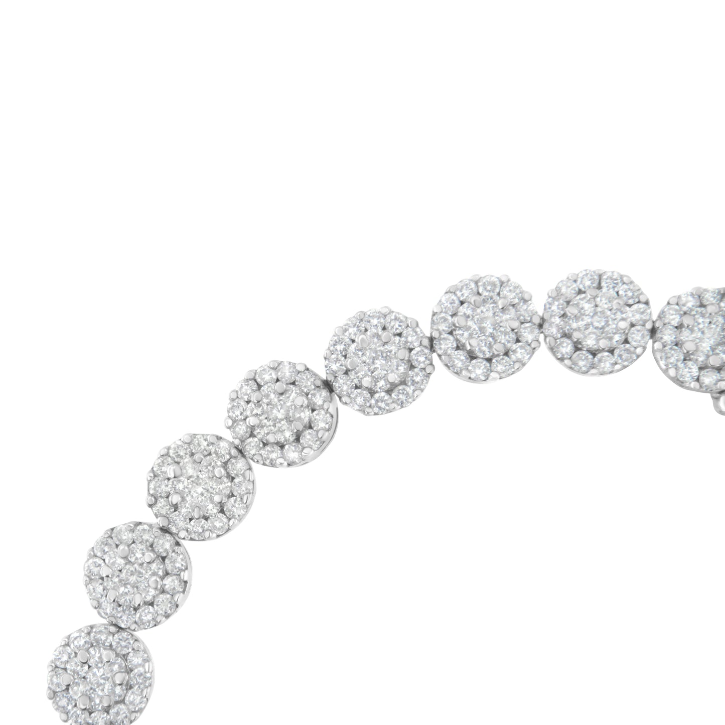 14K White Gold Diamond Cluster Links Tennis Bracelet