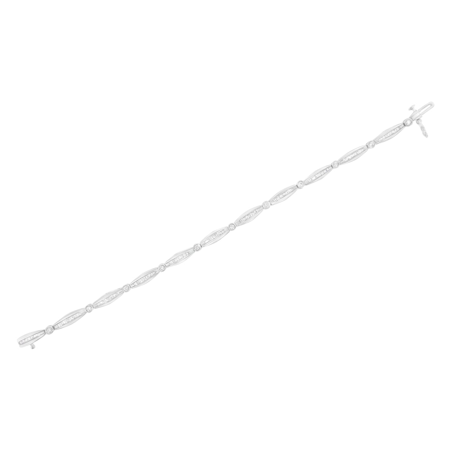 Pulsera de Tenis de Diamantes en Oro Blanco de 14K con Bezel y Eslabones Tapered