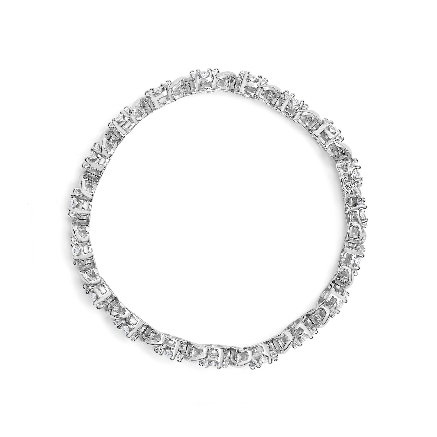 Bracelet en or blanc 14K avec diamants en cluster floral - 7"