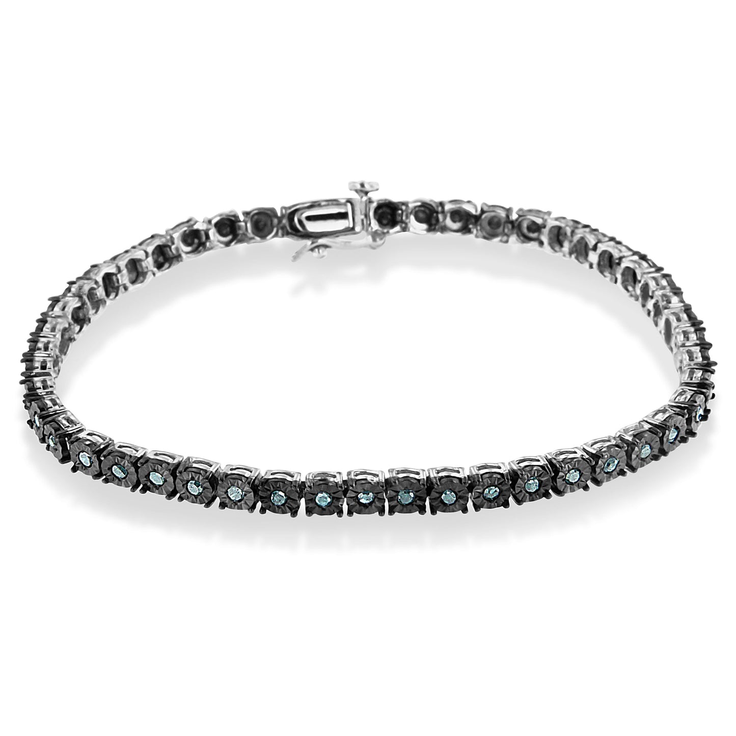 Bracelet de tennis en argent sterling .925 plaqué rhodium noir avec diamants - 7"
