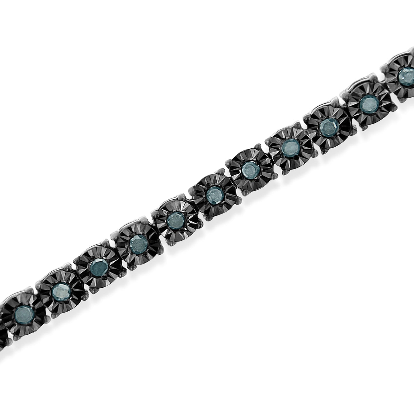 Bracelet de tennis en argent sterling .925 plaqué rhodium noir avec diamants - 7"