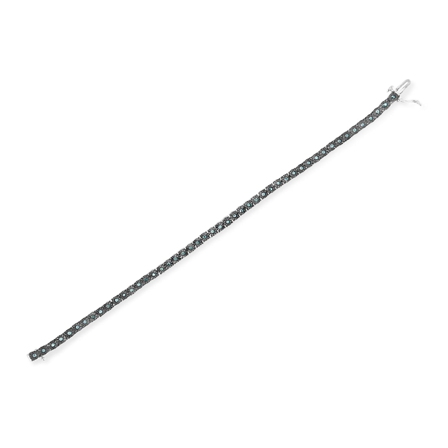 Bracelet de tennis en argent sterling .925 plaqué rhodium noir avec diamants - 7"