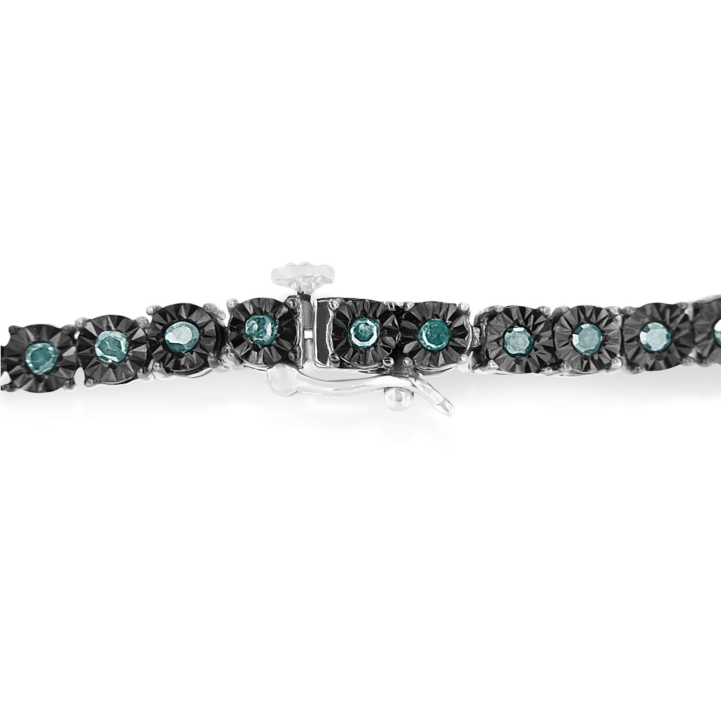 Bracelet de tennis en argent sterling .925 plaqué rhodium noir avec diamants - 7"