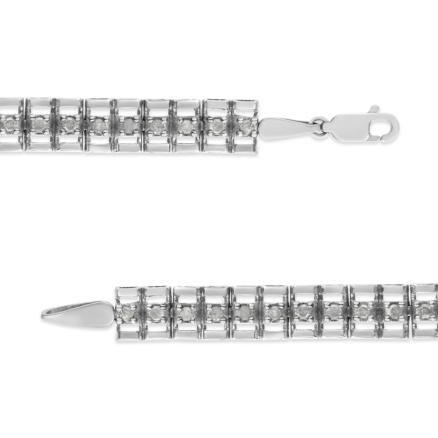 Pulsera de Tenis de Diamantes de Corte Rosa en Plata Esterlina .925 de Doble Enlace