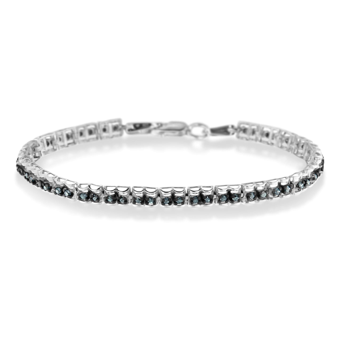 Pulsera de Tenis de Diamantes con Rodio Negro sobre Plata Esterlina .925 y Corte Rosa